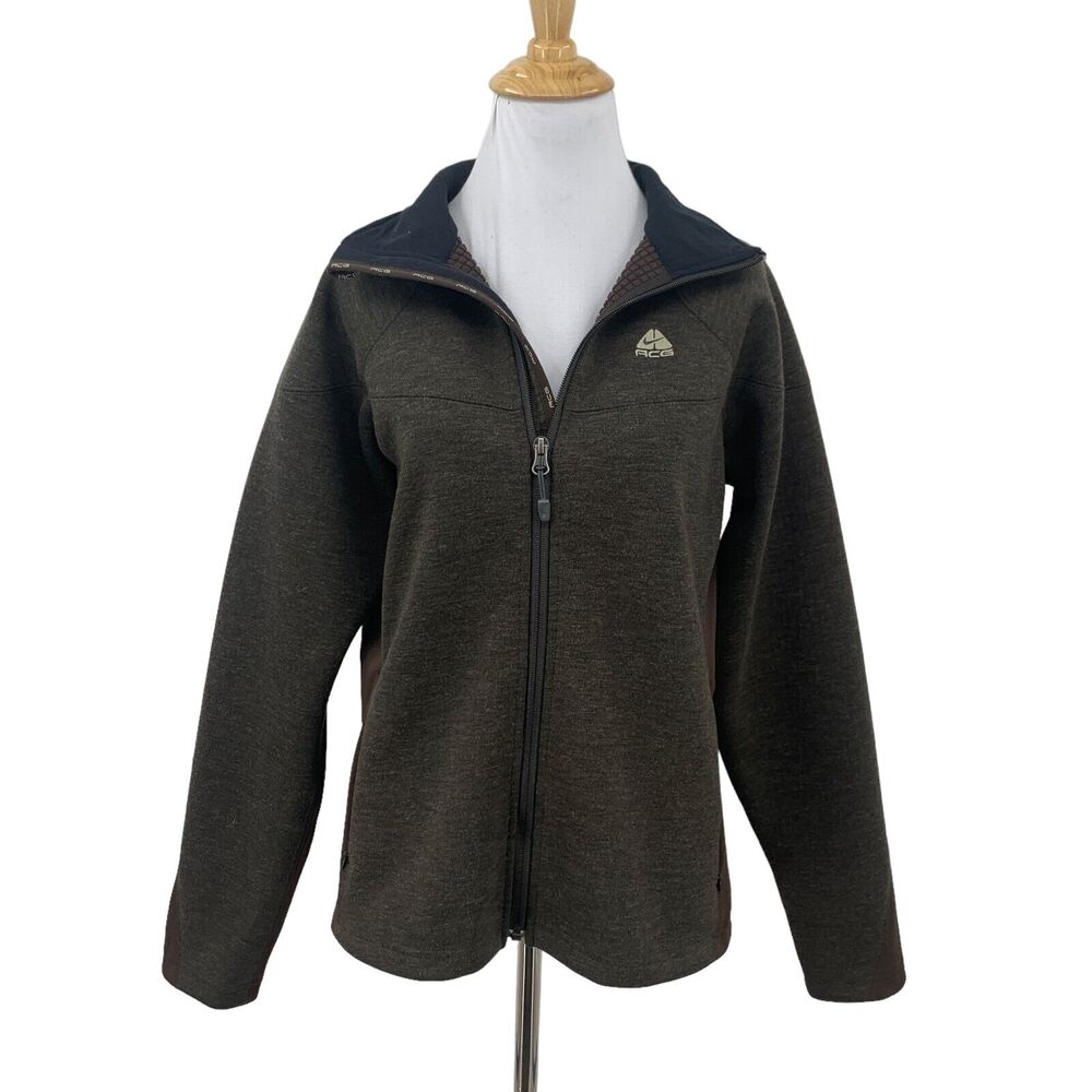 Nike ACG Jacket Womens M Medium Wool Blend Brown Full Zip Microfleece Lined